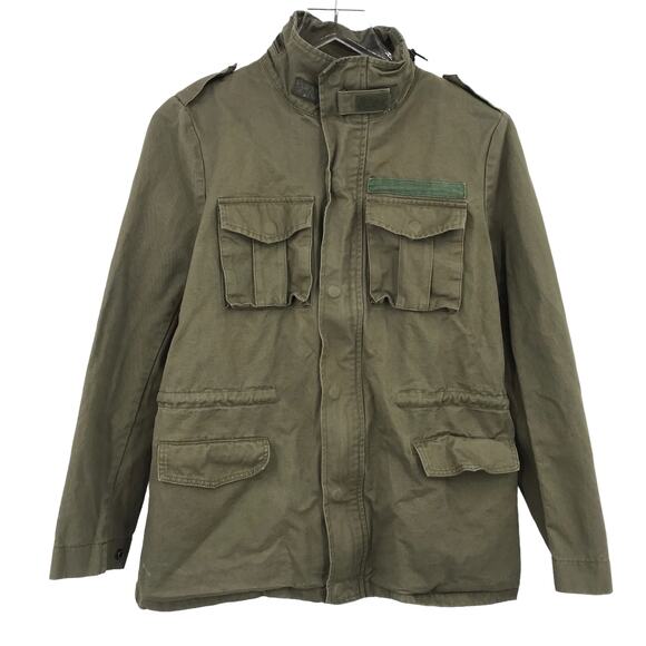 NUDE The Label Military Utility Field Jacket S Army Green Pockets Drawstring - Picture 1 of 6